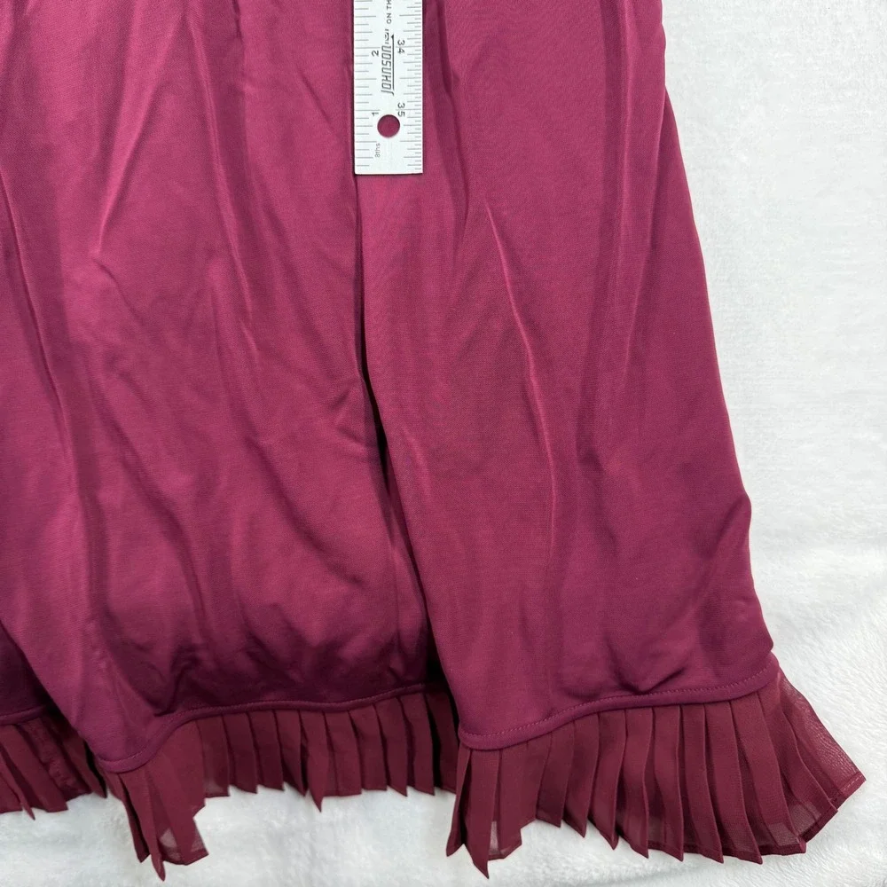 Tory Burch Whitney Wrap ASO Burgundy Pleated Ruffle Wrap‎ Midi Dress S P READ